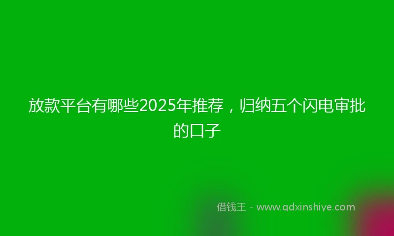 放款平台有哪些2025年推荐，归纳五个闪电审批的口子