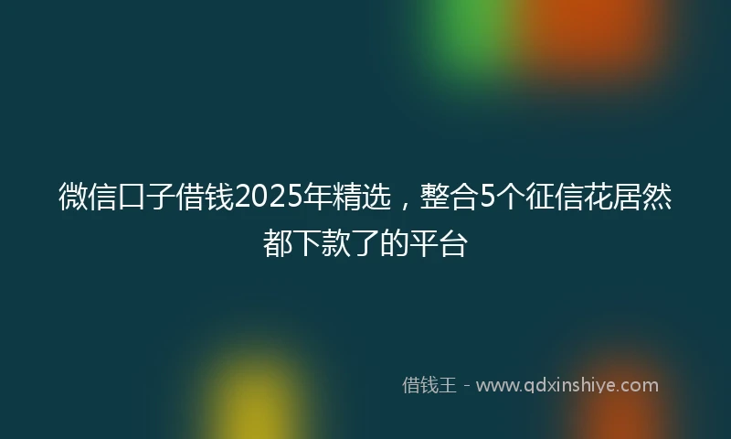 微信口子借钱2025年精选,整合5个征信花居然都下款了的平台
