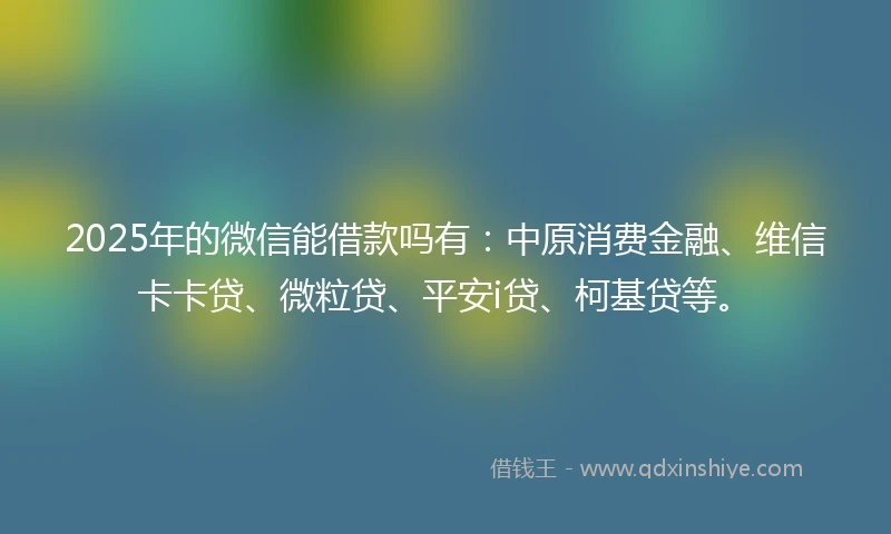 2025年的微信能借款吗有：中原消费金融、维信卡卡贷、微粒贷、平安i贷、柯基贷等。