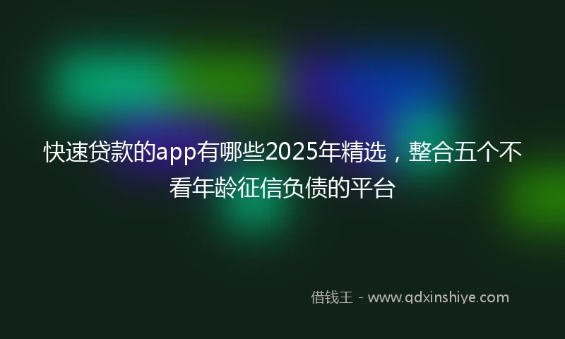 快速贷款的app有哪些2025年精选，整合五个不看年龄征信负债的平台