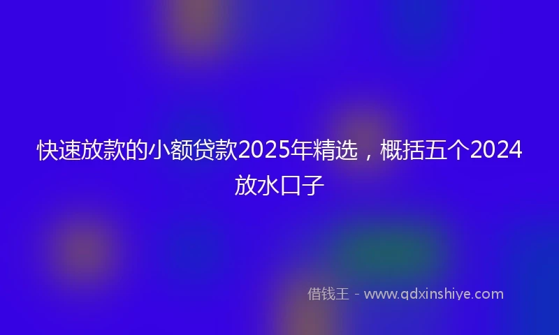 快速放款的小额贷款2025年精选，概括五个2024放水口子
