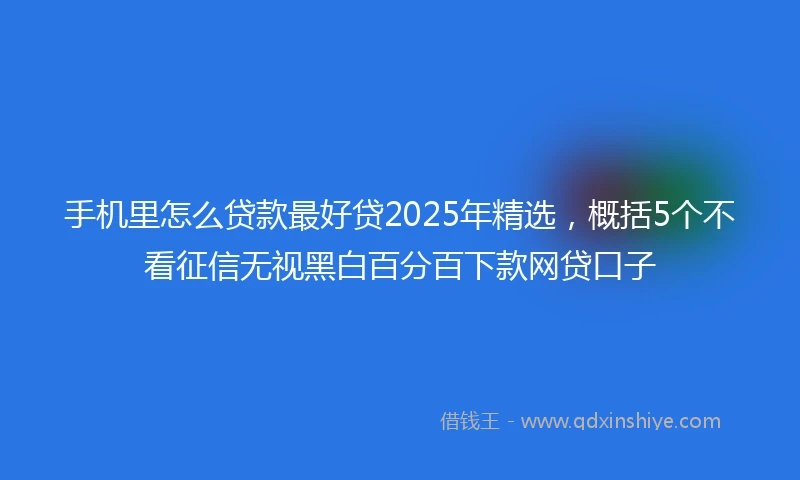 手机里怎么贷款最好贷2025年精选，概括5个不看征信无视黑白百分百下款网贷口子