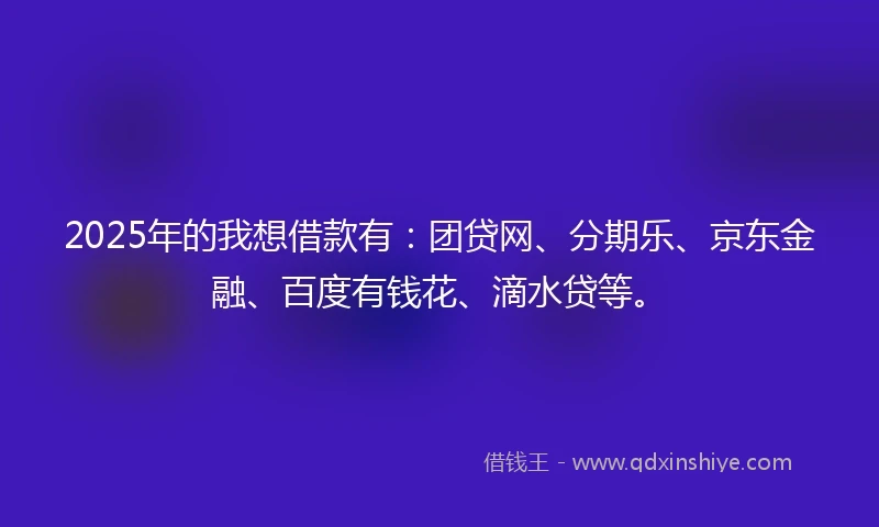 2025年的我想借款有：团贷网、分期乐、京东金融、百度有钱花、滴水贷等。