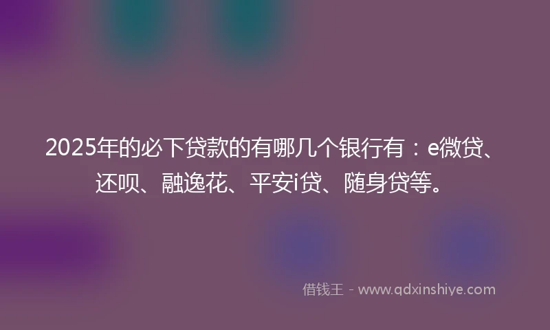 2025年的必下贷款的有哪几个银行有：e微贷、还呗、融逸花、平安i贷、随身贷等。