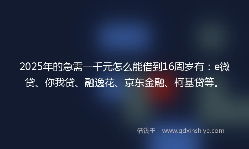 2025年的急需一千元怎么能借到16周岁有：e微贷、你我贷、融逸花、京东金融、柯基贷等。