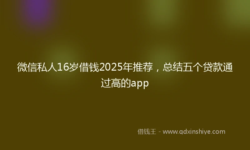 微信私人16岁借钱2025年推荐，总结五个贷款通过高的app