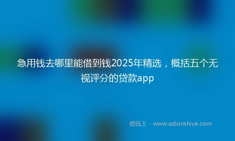 急用钱去哪里能借到钱2025年精选，概括五个无视评分的贷款app