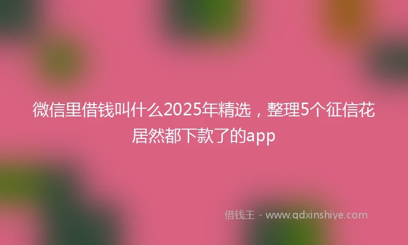 微信里借钱叫什么2025年精选，整理5个征信花居然都下款了的app