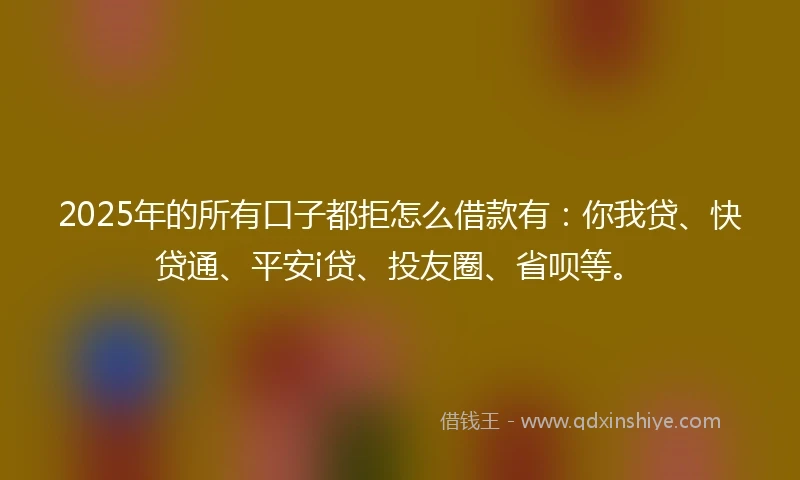 2025年的所有口子都拒怎么借款有：你我贷、快贷通、平安i贷、投友圈、省呗等。