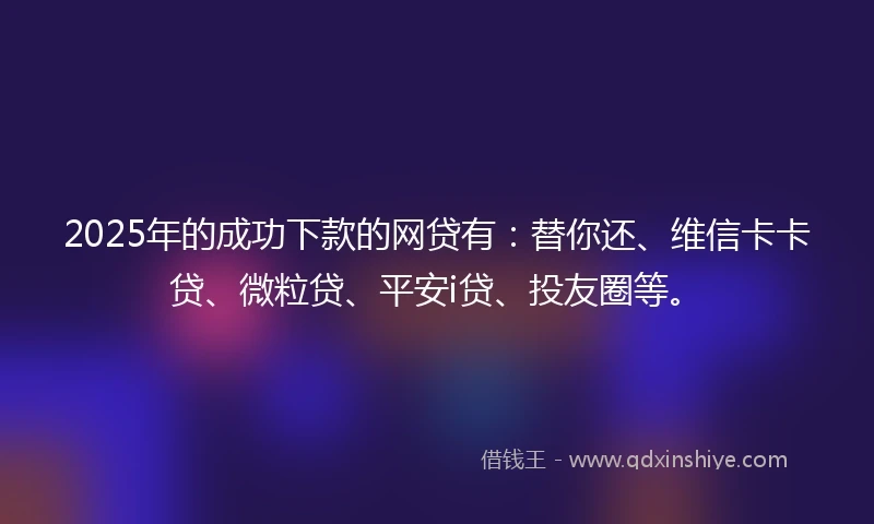 2025年的成功下款的网贷有：替你还、维信卡卡贷、微粒贷、平安i贷、投友圈等。