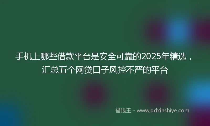 手机上哪些借款平台是安全可靠的2025年精选，汇总五个网贷口子风控不严的平台