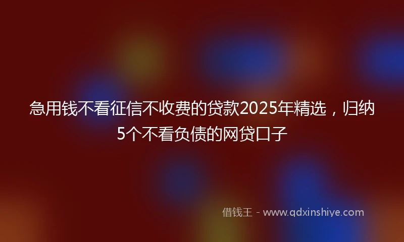 急用钱不看征信不收费的贷款2025年精选，归纳5个不看负债的网贷口子