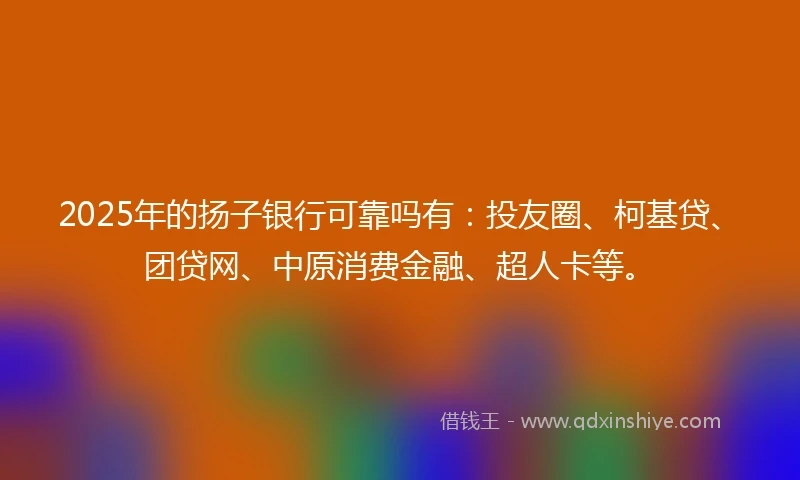 2025年的扬子银行可靠吗有：投友圈、柯基贷、团贷网、中原消费金融、超人卡等。