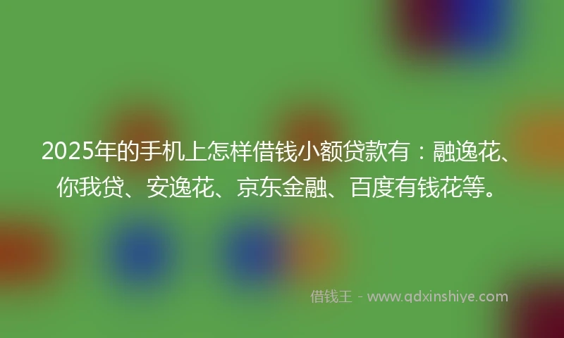 2025年的手机上怎样借钱小额贷款有：融逸花、你我贷、安逸花、京东金融、百度有钱花等。