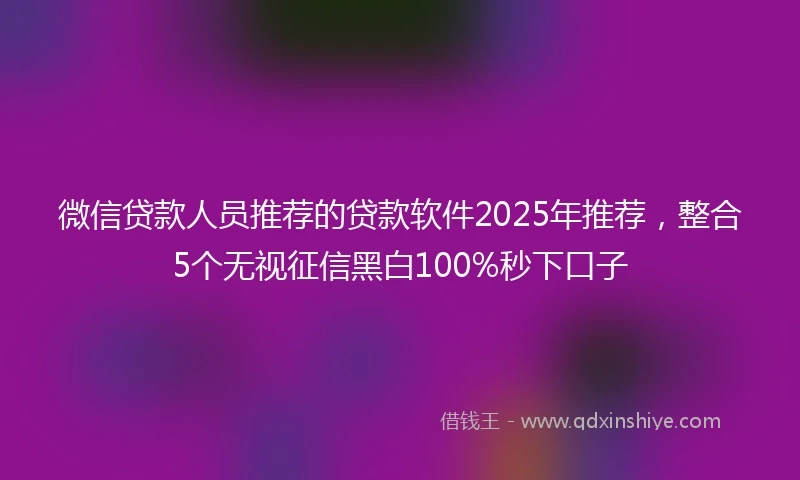 微信贷款人员推荐的贷款软件2025年推荐，整合5个无视征信黑白100%秒下口子