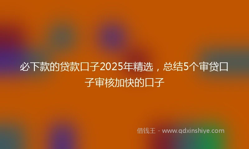 必下款的贷款口子2025年精选，总结5个审贷口子审核加快的口子