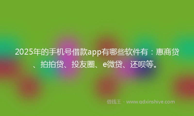 2025年的手机号借款app有哪些软件有：惠商贷、拍拍贷、投友圈、e微贷、还呗等。