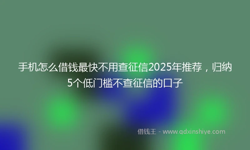 手机怎么借钱最快不用查征信2025年推荐，归纳5个低门槛不查征信的口子