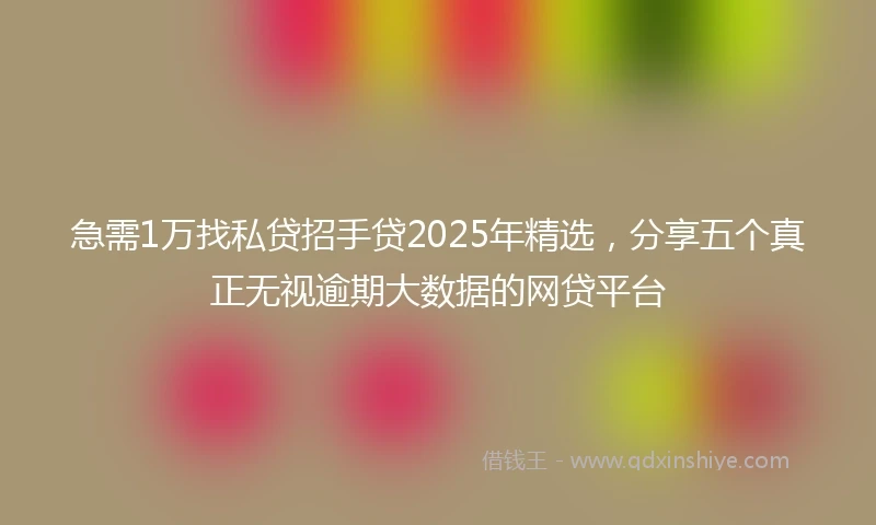 急需1万找私贷招手贷2025年精选，分享五个真正无视逾期大数据的网贷平台