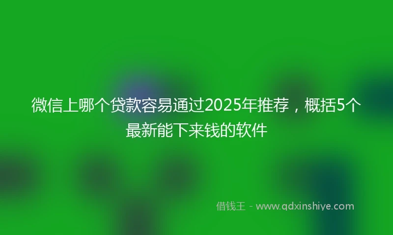 微信上哪个贷款容易通过2025年推荐，概括5个最新能下来钱的软件