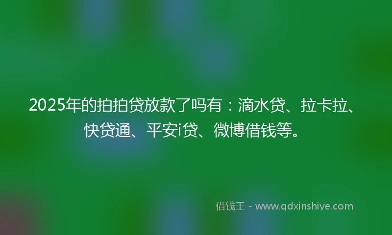 2025年的拍拍贷放款了吗有：滴水贷、拉卡拉、快贷通、平安i贷、微博借钱等。