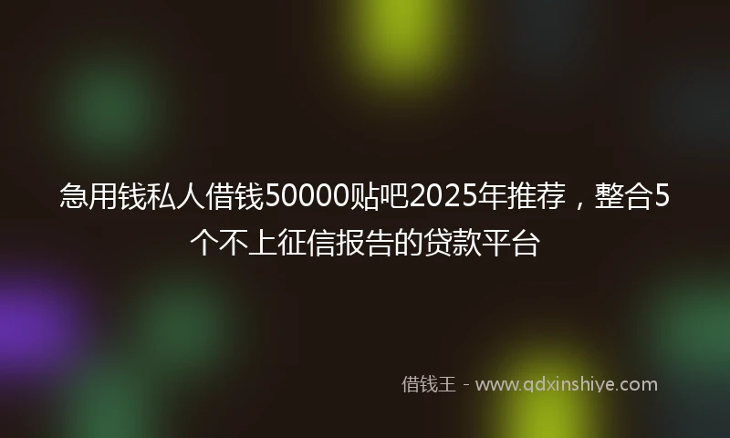 急用钱私人借钱50000贴吧2025年推荐,整合5个不上征信报告的贷款平台