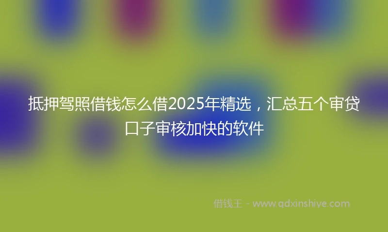 抵押驾照借钱怎么借2025年精选，汇总五个审贷口子审核加快的软件