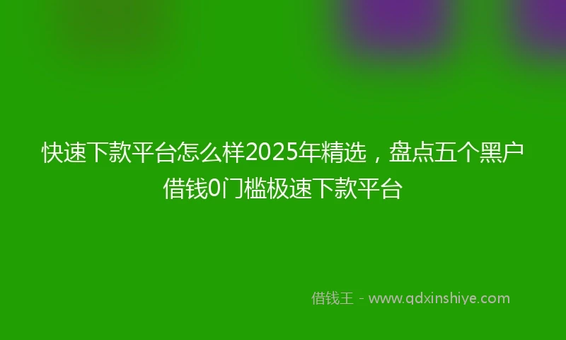 快速下款平台怎么样2025年精选，盘点五个黑户借钱0门槛极速下款平台