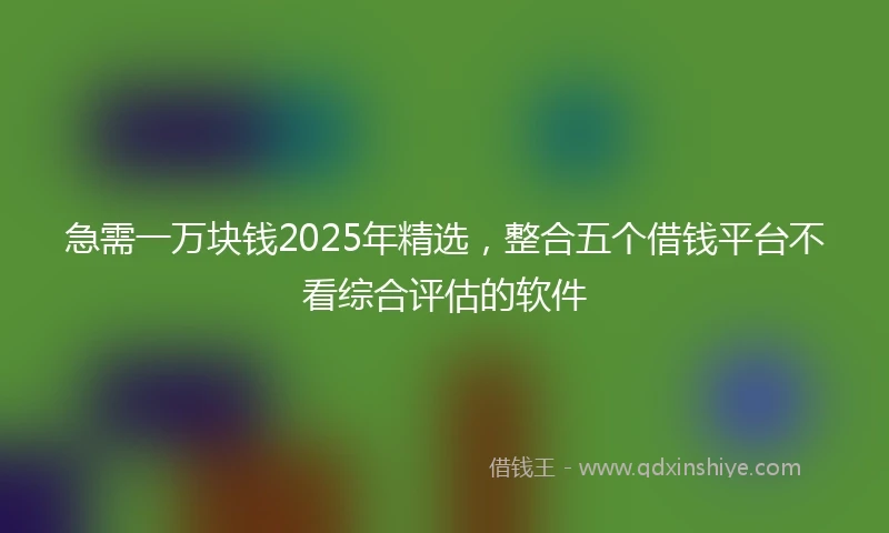急需一万块钱2025年精选，整合五个借钱平台不看综合评估的软件