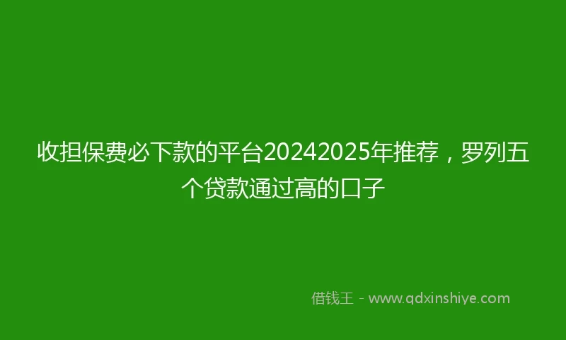收担保费必下款的平台20242025年推荐，罗列五个贷款通过高的口子