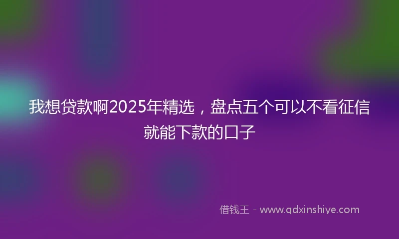 我想贷款啊2025年精选，盘点五个可以不看征信就能下款的口子