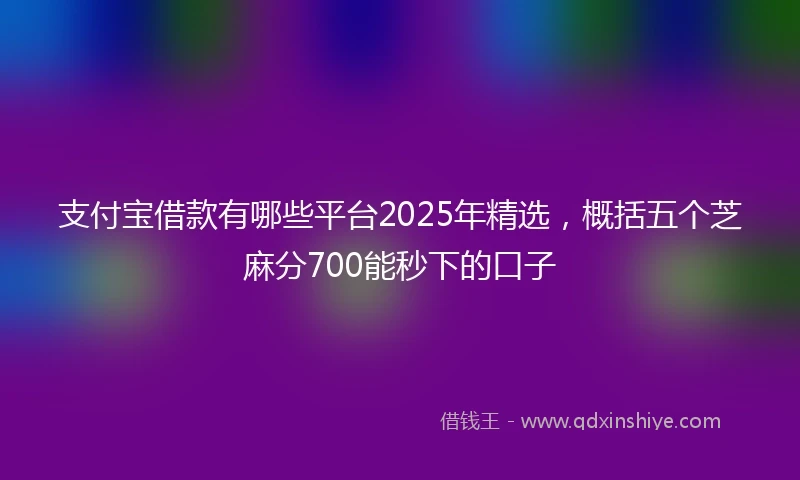 支付宝借款有哪些平台2025年精选，概括五个芝麻分700能秒下的口子