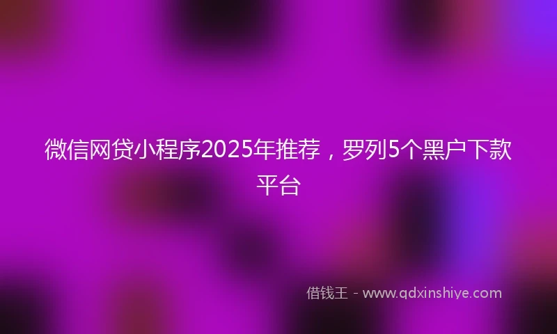 微信网贷小程序2025年推荐，罗列5个黑户下款平台
