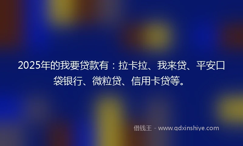 2025年的我要贷款有：拉卡拉、我来贷、平安口袋银行、微粒贷、信用卡贷等。