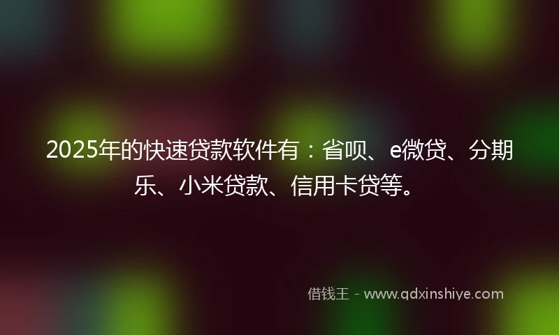 2025年的快速贷款软件有：省呗、e微贷、分期乐、小米贷款、信用卡贷等。