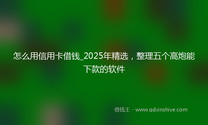 怎么用信用卡借钱_2025年精选，整理五个高炮能下款的软件