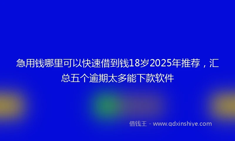 急用钱哪里可以快速借到钱18岁2025年推荐，汇总五个逾期太多能下款软件