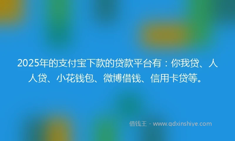 2025年的支付宝下款的贷款平台有：你我贷、人人贷、小花钱包、微博借钱、信用卡贷等。