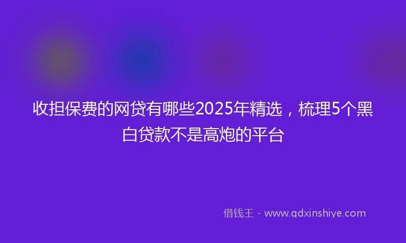收担保费的网贷有哪些2025年精选，梳理5个黑白贷款不是高炮的平台