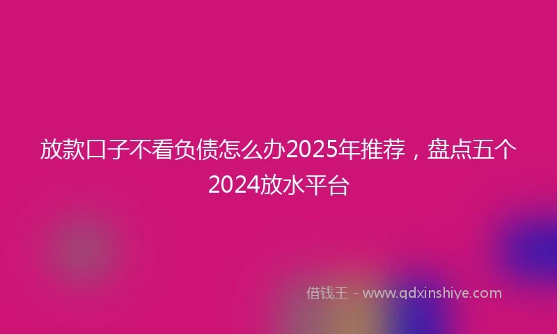 放款口子不看负债怎么办2025年推荐，盘点五个2024放水平台
