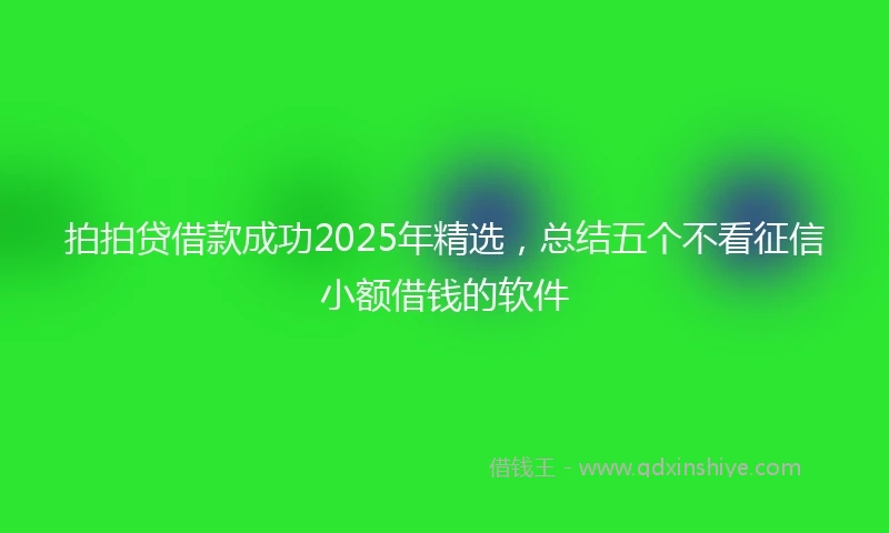 拍拍贷借款成功2025年精选，总结五个不看征信小额借钱的软件