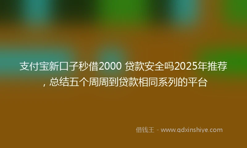 支付宝新口子秒借2000 贷款安全吗2025年推荐，总结五个周周到贷款相同系列的平台