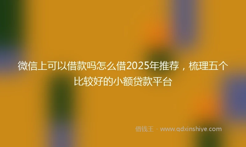 微信上可以借款吗怎么借2025年推荐，梳理五个比较好的小额贷款平台