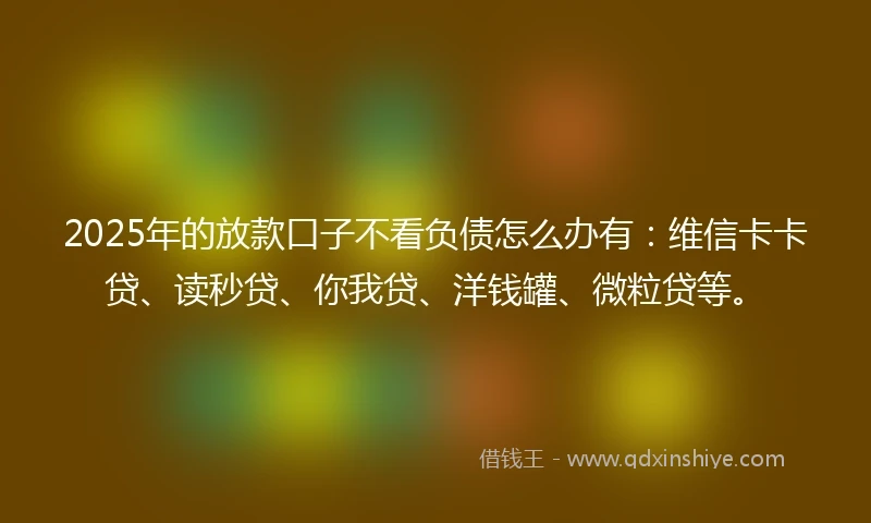 2025年的放款口子不看负债怎么办有：维信卡卡贷、读秒贷、你我贷、洋钱罐、微粒贷等。