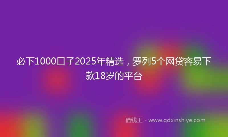 必下1000口子2025年精选，罗列5个网贷容易下款18岁的平台