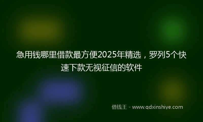 急用钱哪里借款最方便2025年精选,罗列5个快速下款无视征信的软件