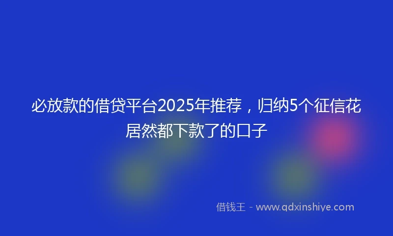 必放款的借贷平台2025年推荐，归纳5个征信花居然都下款了的口子