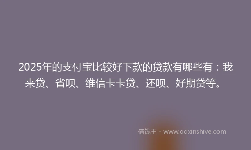 2025年的支付宝比较好下款的贷款有哪些有：我来贷、省呗、维信卡卡贷、还呗、好期贷等。