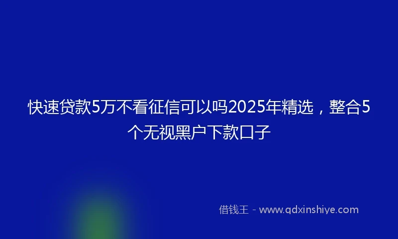 快速贷款5万不看征信可以吗2025年精选，整合5个无视黑户下款口子