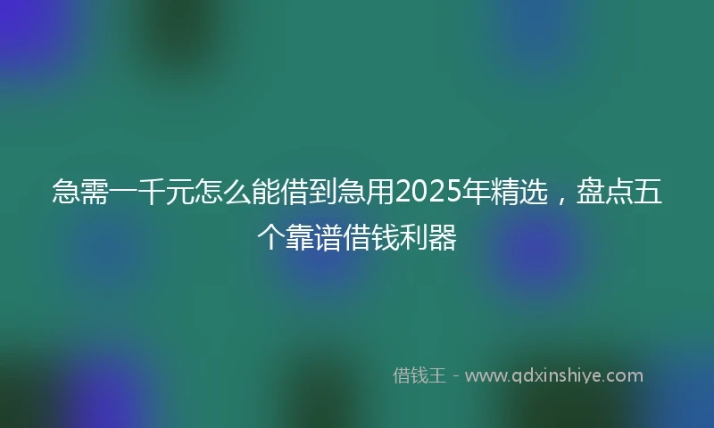 急需一千元怎么能借到急用2025年精选，盘点五个靠谱借钱利器